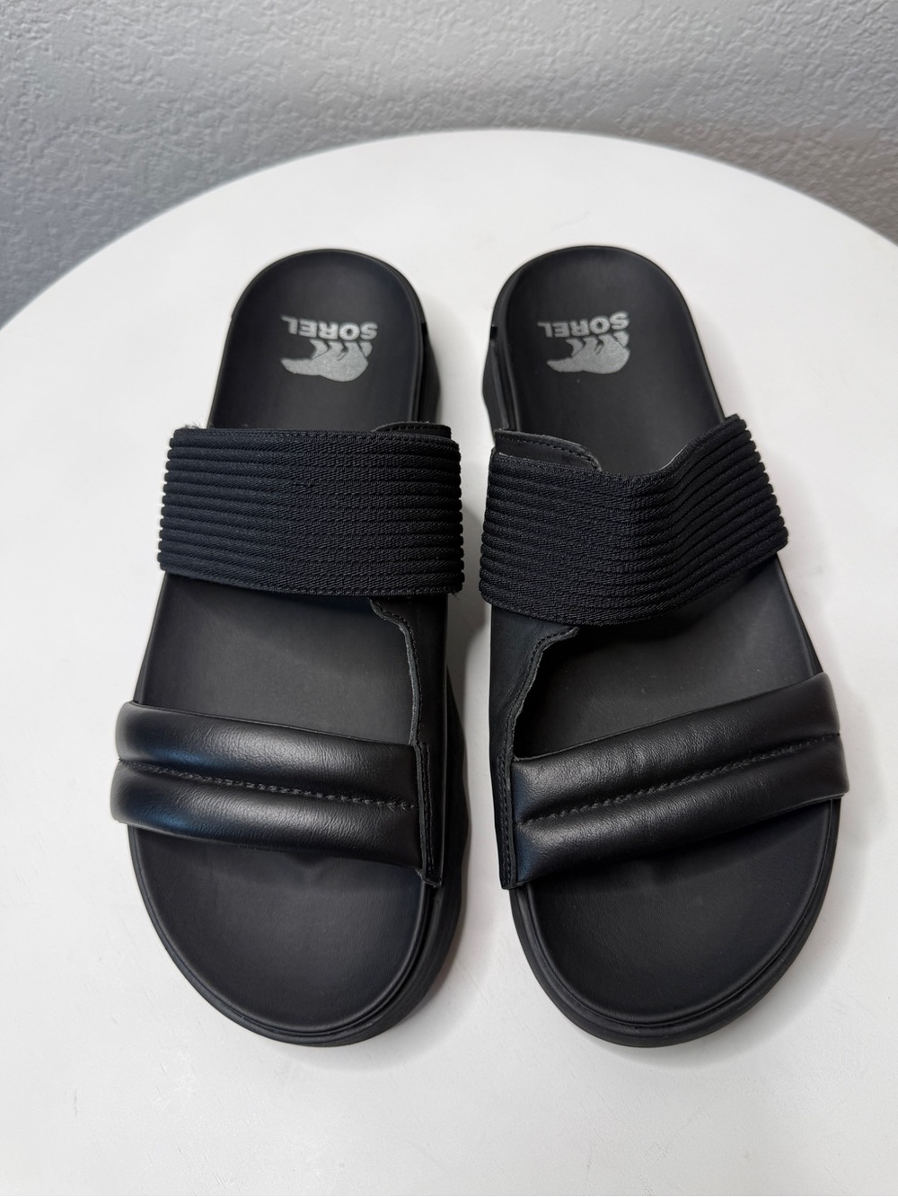 Sorel Viibe Black Dual-Strap Slide Sandals Size 12